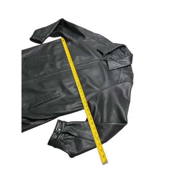 Vintage St. John’s Bay Men’s Genuine Black‎ Leather Motorcycle Jacket - XL